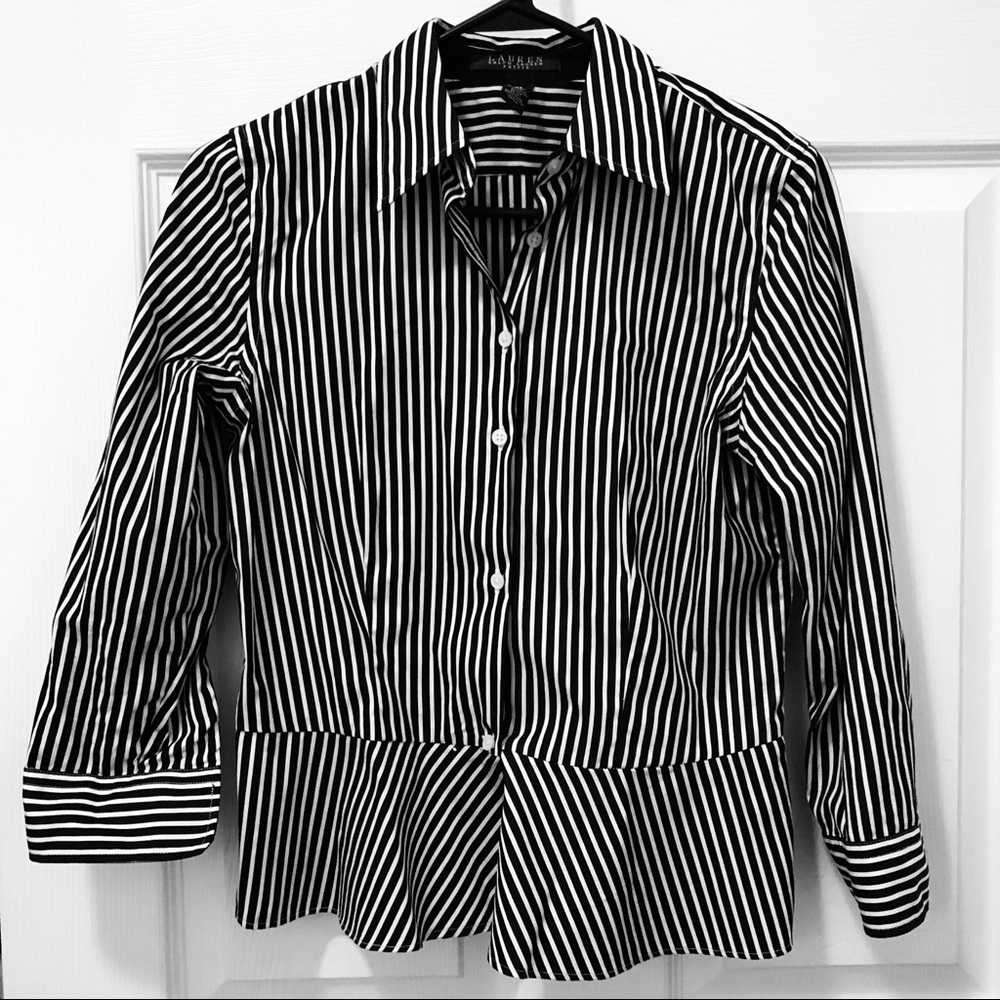 Ralph Lauren Peplum Striped Button Down